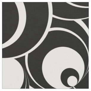 Tecido Abstrato nos círculos preto e branco