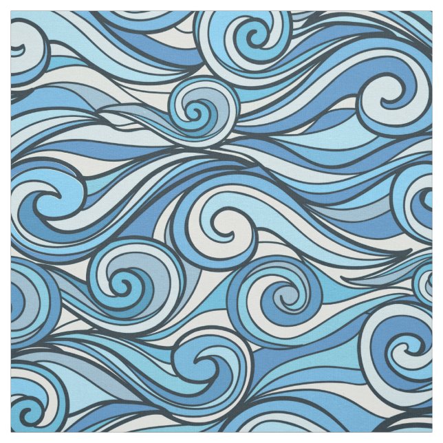 Tecido Abstrato oceano ondas padrão azul (Modelo)