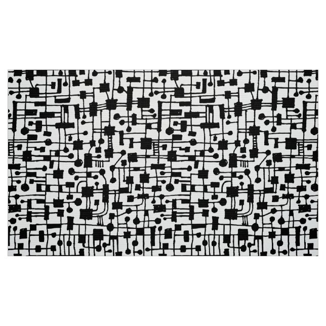 Tecido Abstrato Pattern 020517 - Black on White (Padrão d (Fat Quarter)