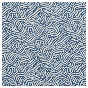 Tecido Abstrato Pattern 110523 - Branco sobre o azul Shib
