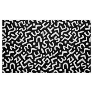 Tecido Abstrato Pattern 170822 - Branco sobre preto