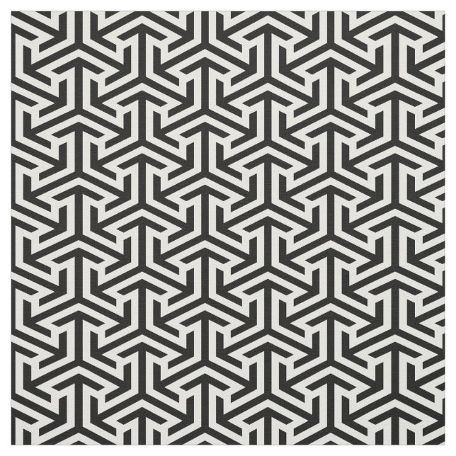 Tecido abstrato preto e branco design geométrico (Modelo)