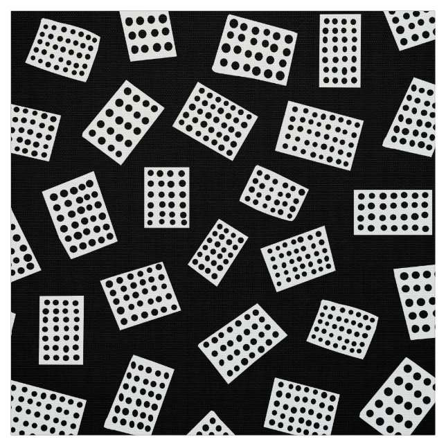 Tecido Abstrato Retângulos 081122 - Branco sobre Preto (Modelo)