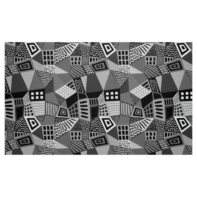 Tecido Abstrato segmentado 070717 - Preto e branco (Fat Quarter)
