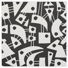 Tecido Abstrato Shapes 180318 - Branco sobre Preto