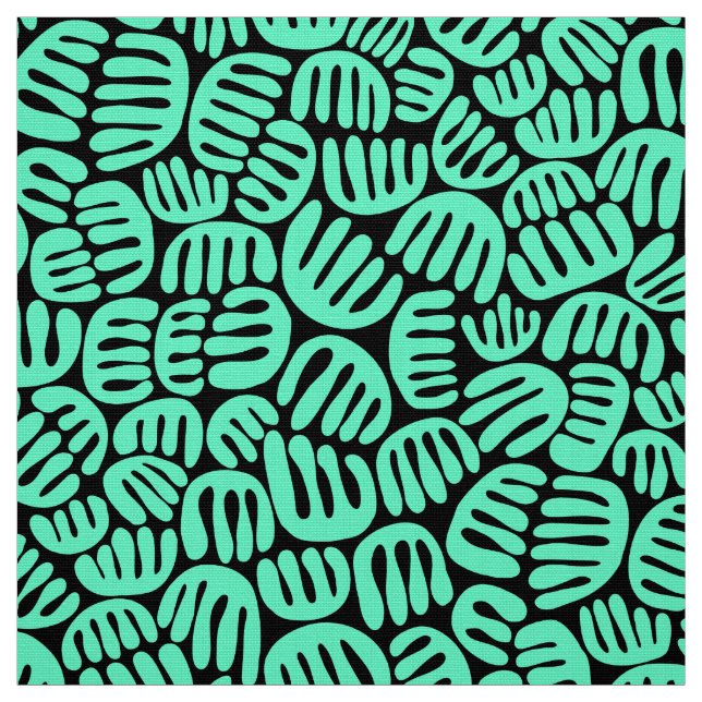 Tecido Abstrato Shapes 301122 - Turquesa em preto (Modelo)