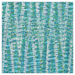 Tecido Abstrato, Turquesa e Aqua, com faixas e pontos