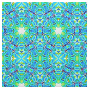 Tecido Abstrato verde de monograma pintado com aquarela