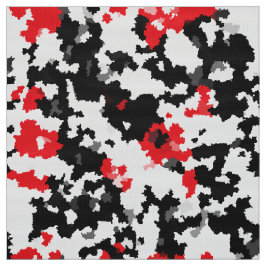 Tecido Abstrato Vermelho Preto e Branco Irregular