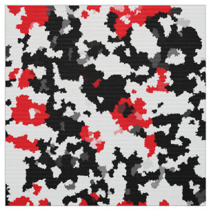Tecido Abstrato Vermelho Preto e Branco Irregular