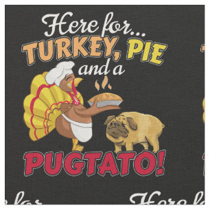 Tecido Ação de Graças de Pug Dog - Turquia, Pie e Pugt