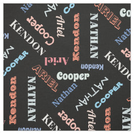 Tecido Adicione 4 filhos ou nomes de animais pretos perso