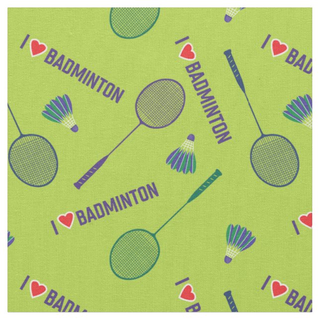 Tecido Adoro badminton com raquetes em verde fresco (Detalhe)