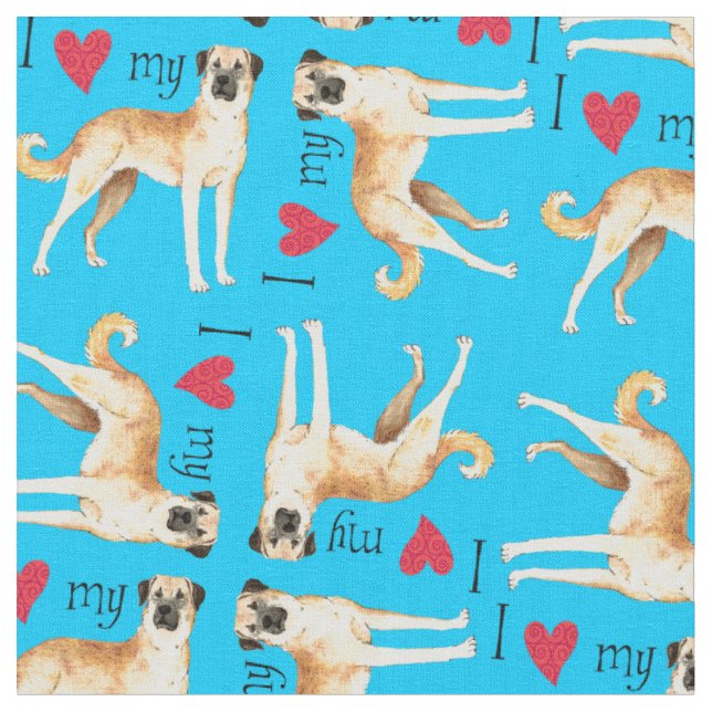 Tecido Adoro o meu cão pastor anatólico (Detalhe)