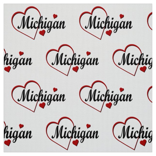 Tecido Adoro os corações de Michigan (Modelo)
