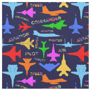 Tecido Aeronaves Coloridas Da Aviação Militar A Azul