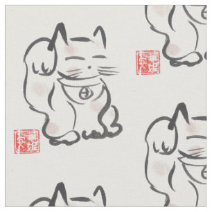 Tecido afortunado japonês de Maneki Neko do gato