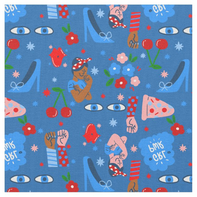 Tecido african black rosie the riveter rockabilly whimsy (Detalhe)