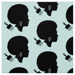 TECIDO AFRO HAIR MULHER SILHOUETTE COM AFRO PICK MOTIF