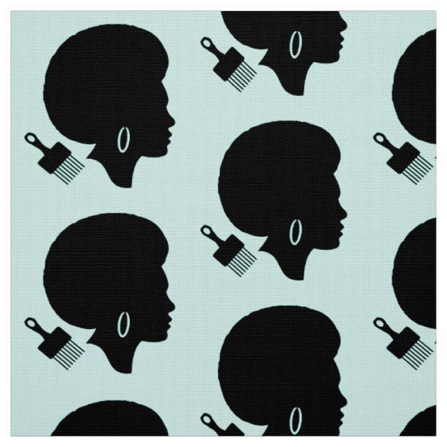 TECIDO AFRO HAIR MULHER SILHOUETTE COM AFRO PICK MOTIF (Modelo)