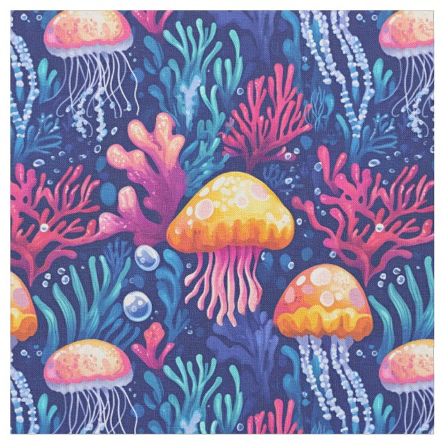 Tecido Água-vivas e recife de coral (Detalhe)
