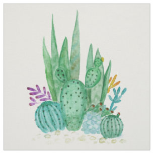 Tecido Aguarela, cacto, succulents