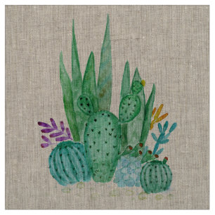 Tecido Aguarela, cacto, succulents