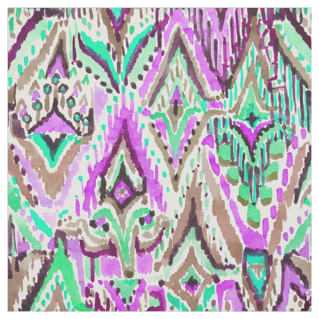 Tecido Aguarela de Ikat da franja tribal (Modelo)
