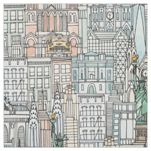 Tecido Aguarela de New York