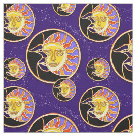 TECIDO AGUARELA DO SOL & DA LUA DO ECLIPSE SOLAR DO