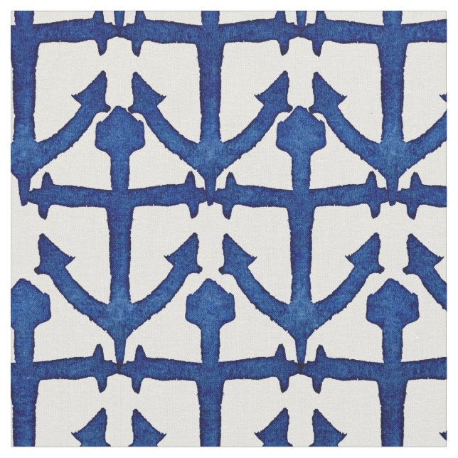 Tecido Aguarela legal âncoras náuticas pintadas (Detalhe)