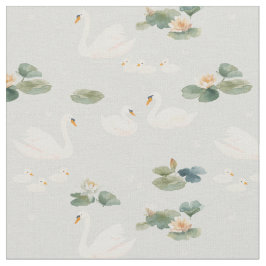 Tecido Águas serenas família de cisnes mãe bebê amor