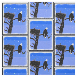Tecido Águia Balda no inverno - Arte original sobre a vid