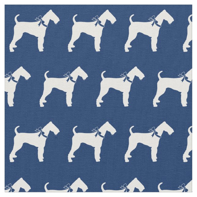 Tecido Airedale Terrier Dog Silhouket Marinho de animais  (Detalhe)