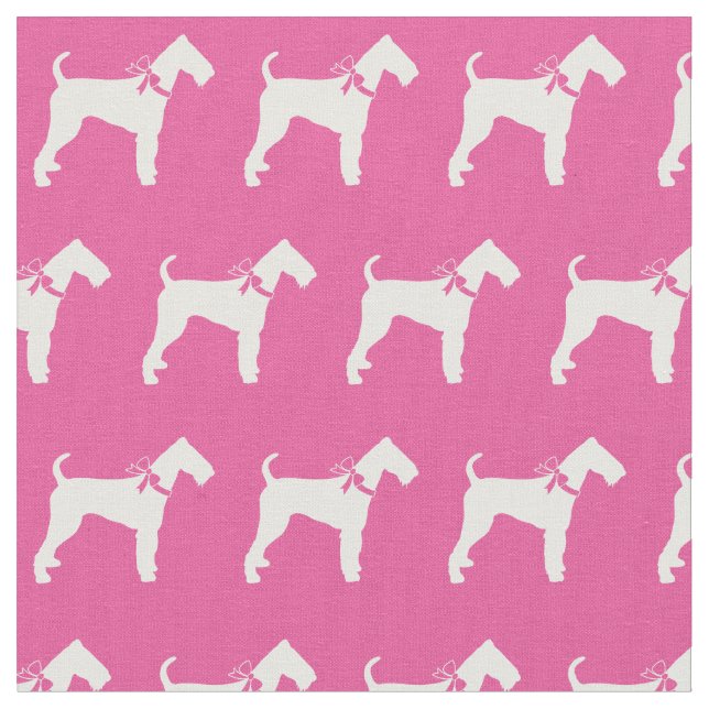 Tecido Airedale Terrier Dog Silhueta Rosa (Detalhe)