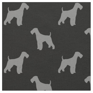 Tecido Airedale Terrier Dog Silhuettes Cinza de padrões