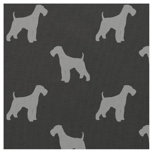 Tecido Airedale Terrier Dog Silhuettes Cinza de padrões (Detalhe)