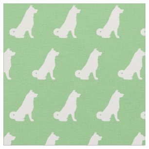 Tecido Akita Dog Silhouette Pet Sage Green