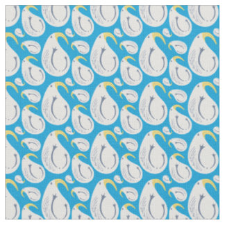 Tecido Albatroz Ocean Blue Yellow White Birday Cotton