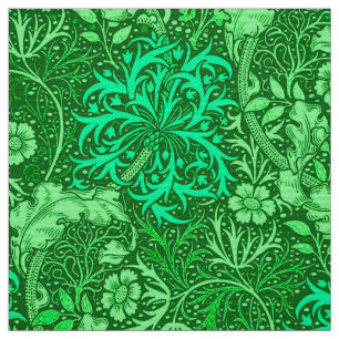 Tecido Alga floral, verde esmeralda de Nouveau da arte