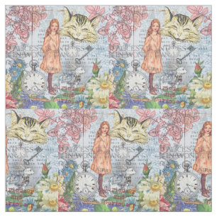 Tecido Alice Cheshire Cat e Rabbit