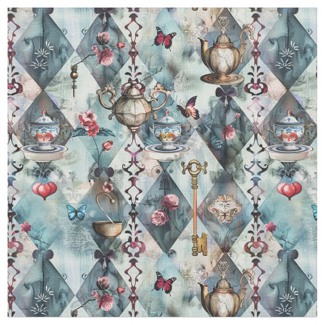 Tecido Alice in Wonderland Pattern Fabric (Detalhe)
