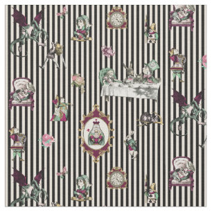 Tecido Alice no País das Maravilhas em Black and Cream St