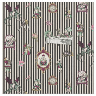 Tecido Alice no País das Maravilhas em Black and Cream St