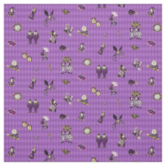 Tecido Alice no País das Maravilhas em Purple Harlequin