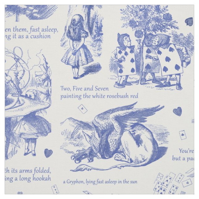 Tecido Alice no País das Maravilhas, Toile Azul (Modelo)