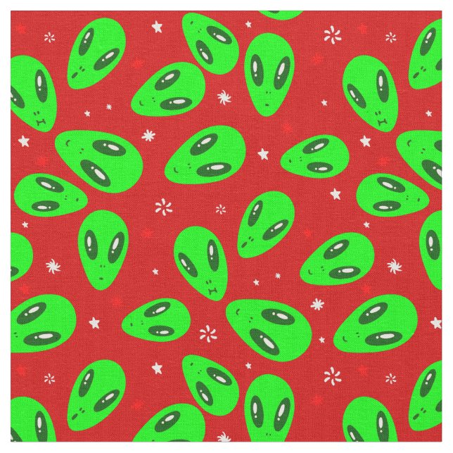 Tecido alienígena de natal feia estrelas vermelhas (Detalhe)