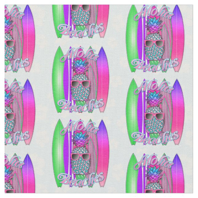 Tecido Aloha Beaches Surf Tropical Abacaxi (Detalhe)