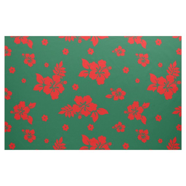 Tecido Aloha Hawaii Red sobre Padrão Verde de Natal (Fat Quarter)