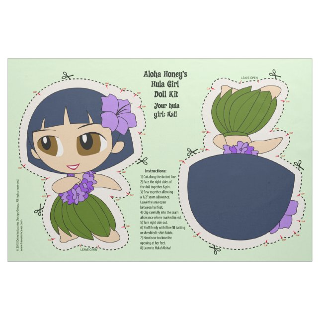 Tecido Aloha jogo e teste padrão da boneca da menina de (Fat Quarter)